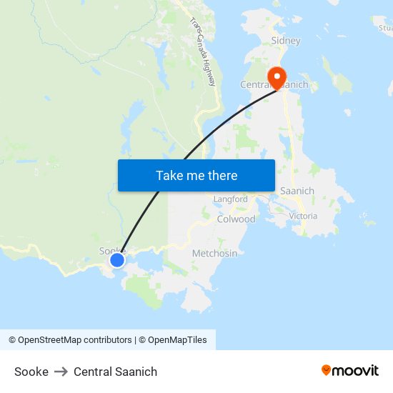 Sooke to Central Saanich map