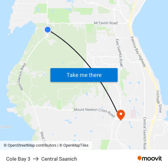 Cole Bay 3 to Central Saanich map