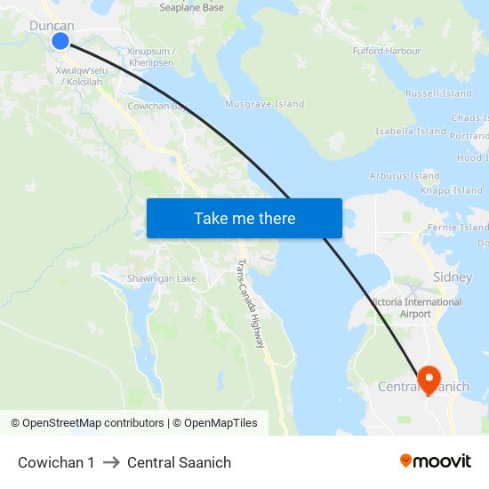 Cowichan 1 to Central Saanich map