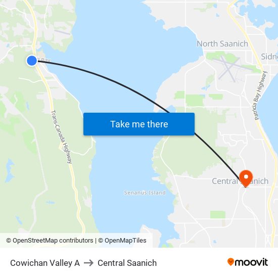 Cowichan Valley A to Central Saanich map