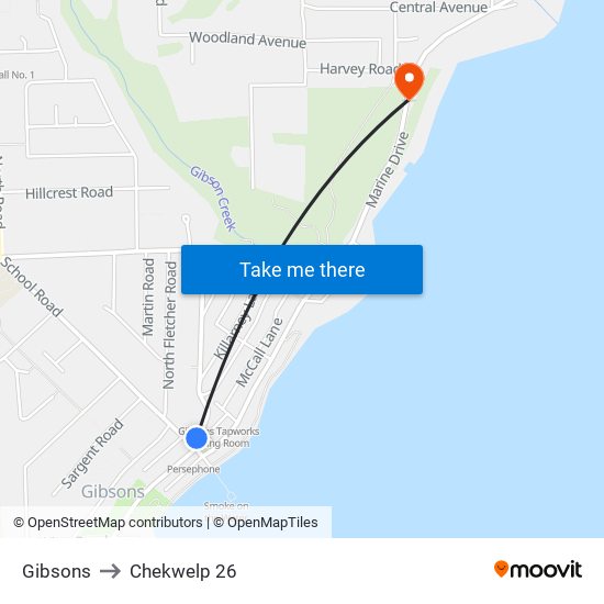 Gibsons to Chekwelp 26 map