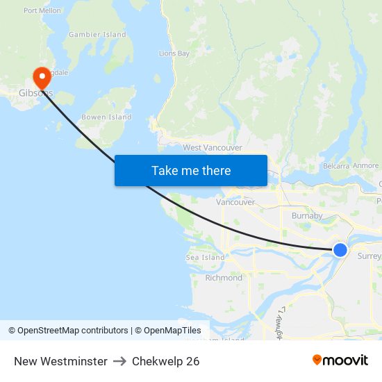 New Westminster to Chekwelp 26 map