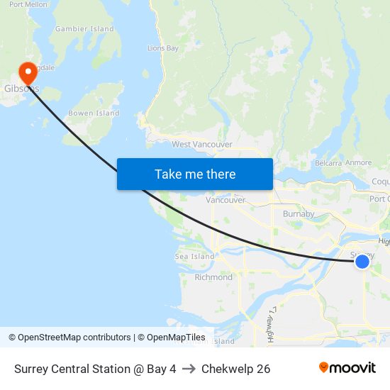 Surrey Central Station @ Bay 4 to Chekwelp 26 map