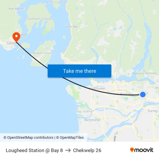 Lougheed Station @ Bay 8 to Chekwelp 26 map