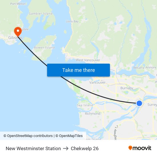 New Westminster Station to Chekwelp 26 map