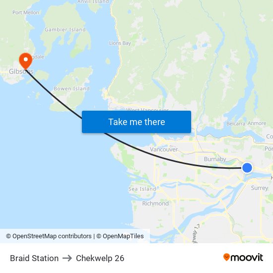 Braid Station to Chekwelp 26 map