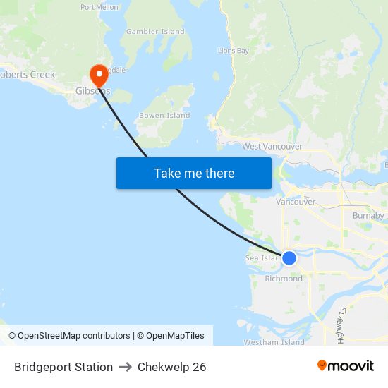 Bridgeport Station to Chekwelp 26 map