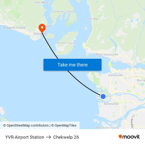 YVR-Airport Station to Chekwelp 26 map