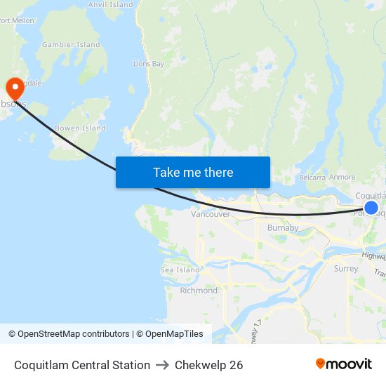 Coquitlam Central Station to Chekwelp 26 map
