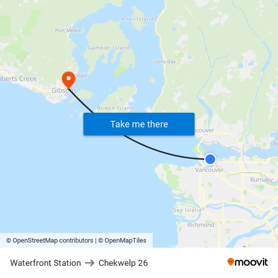 Waterfront Station to Chekwelp 26 map