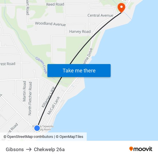 Gibsons to Chekwelp 26a map