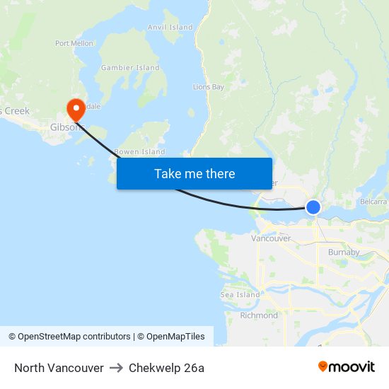 North Vancouver to Chekwelp 26a map