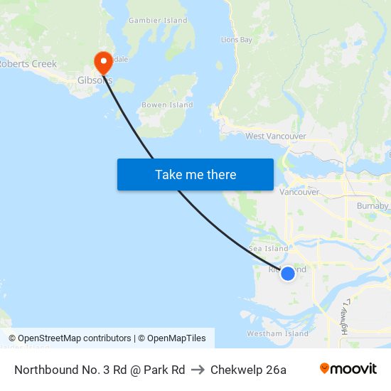 Northbound No. 3 Rd @ Park Rd to Chekwelp 26a map