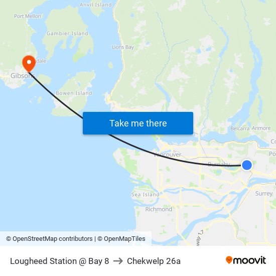 Lougheed Station @ Bay 8 to Chekwelp 26a map