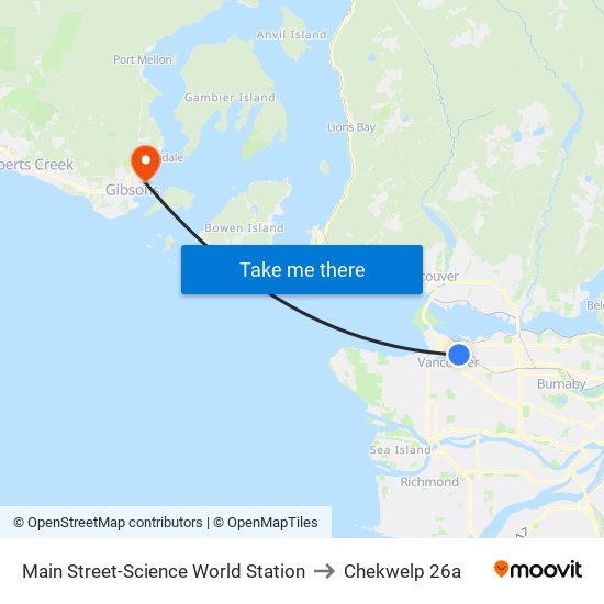 Main Street-Science World Station to Chekwelp 26a map