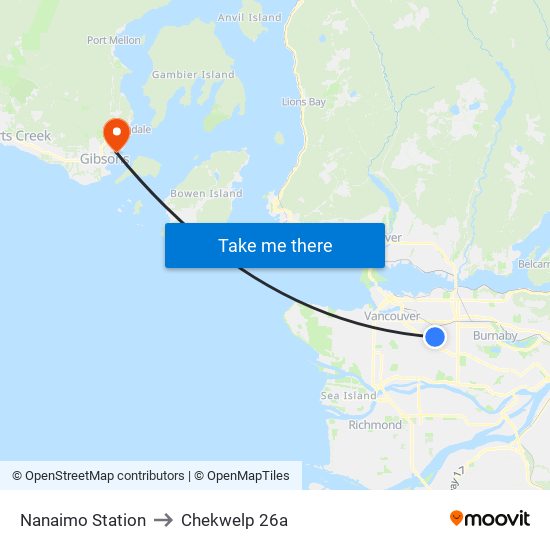 Nanaimo Station to Chekwelp 26a map