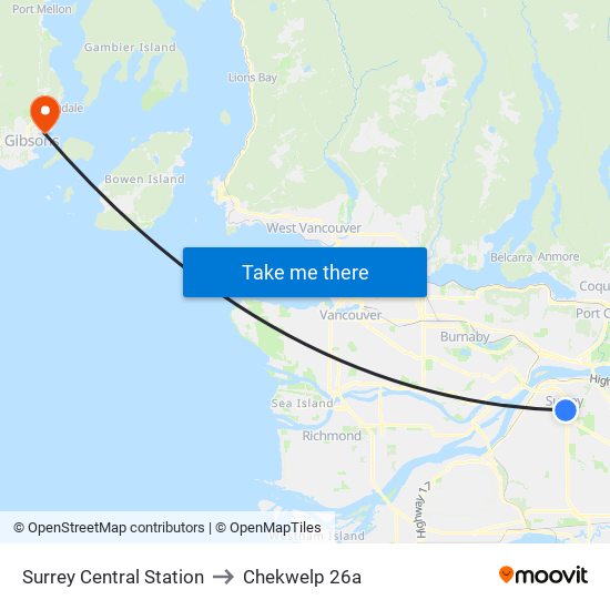 Surrey Central Station to Chekwelp 26a map