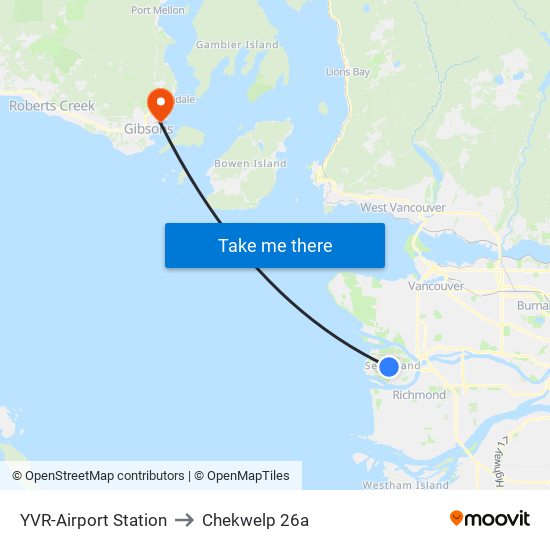 YVR-Airport Station to Chekwelp 26a map