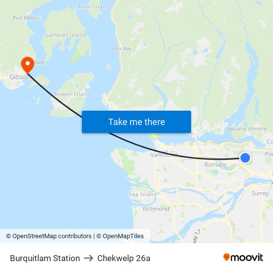 Burquitlam Station to Chekwelp 26a map