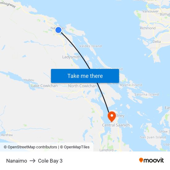 Nanaimo to Cole Bay 3 map