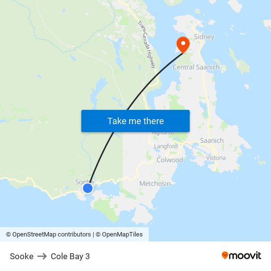 Sooke to Cole Bay 3 map