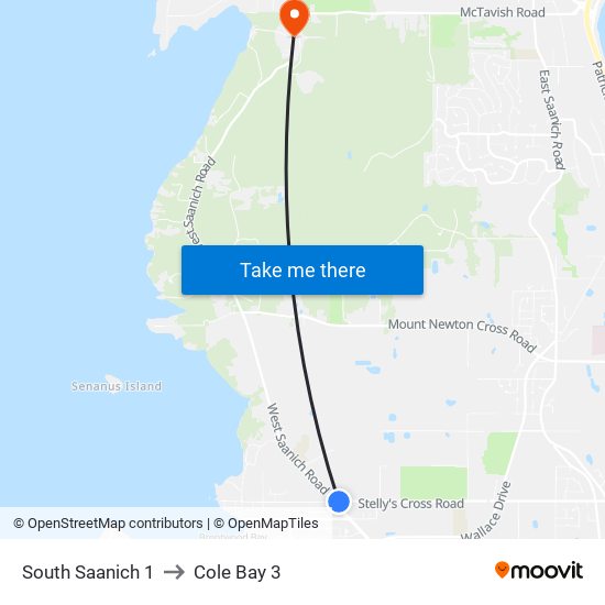 South Saanich 1 to Cole Bay 3 map