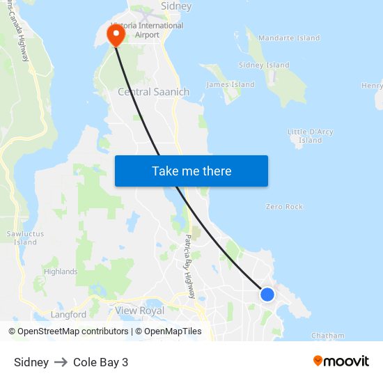 Sidney to Cole Bay 3 map