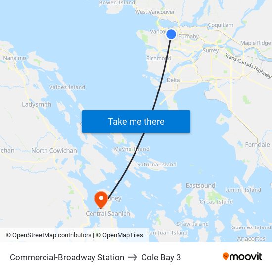 Commercial-Broadway Station to Cole Bay 3 map