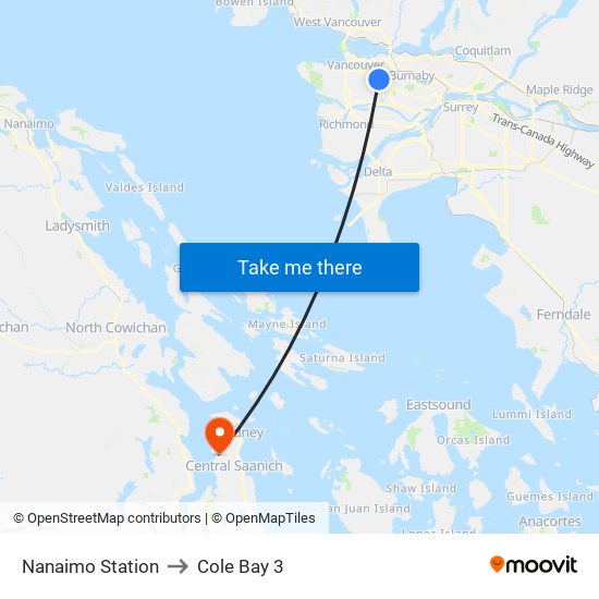 Nanaimo Station to Cole Bay 3 map
