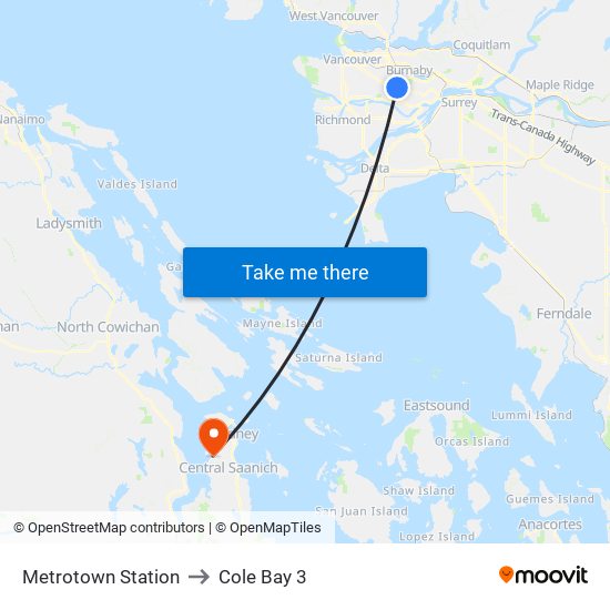 Metrotown Station to Cole Bay 3 map