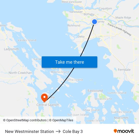 New Westminster Station to Cole Bay 3 map