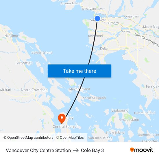 Vancouver City Centre Station to Cole Bay 3 map