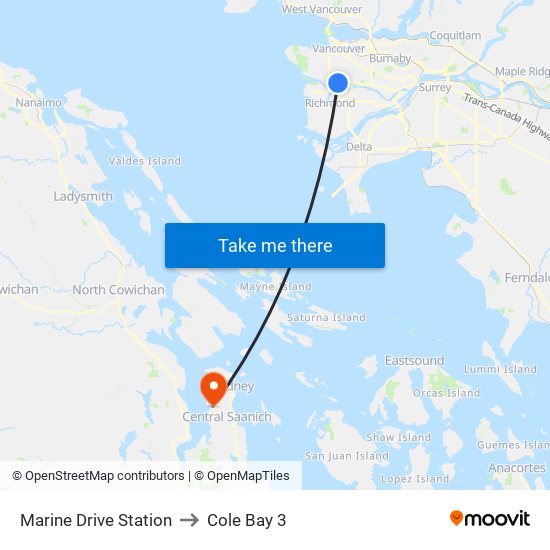 Marine Drive Station to Cole Bay 3 map