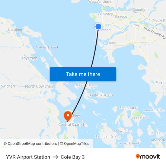 YVR-Airport Station to Cole Bay 3 map