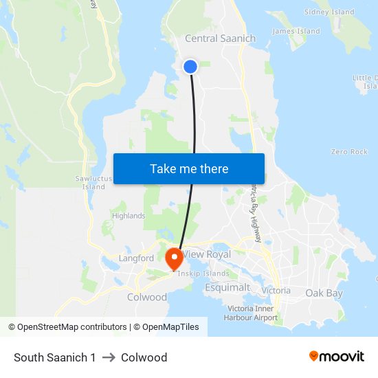 South Saanich 1 to Colwood map