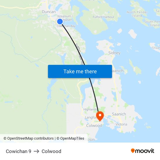 Cowichan 9 to Colwood map