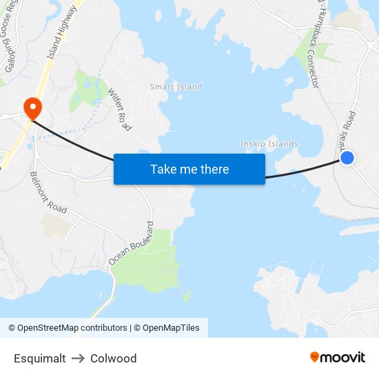 Esquimalt to Colwood map