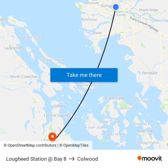 Lougheed Station @ Bay 8 to Colwood map