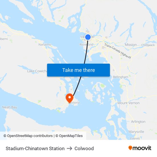 Stadium-Chinatown Station to Colwood map