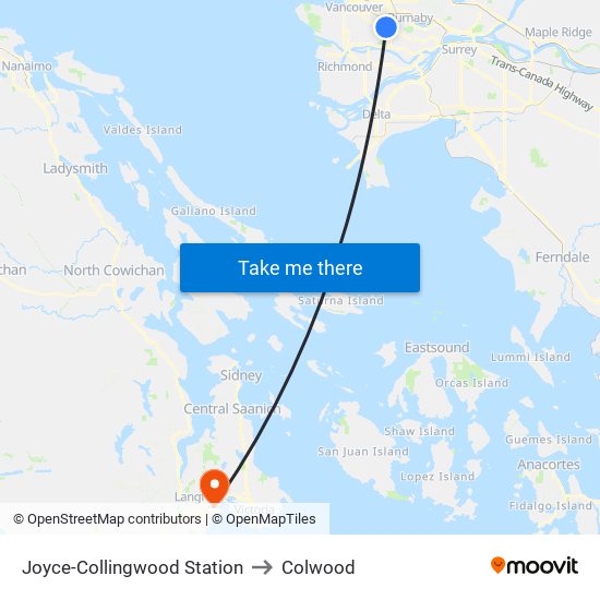 Joyce-Collingwood Station to Colwood map