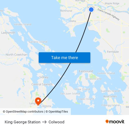 King George Station to Colwood map