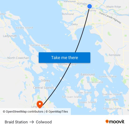 Braid Station to Colwood map