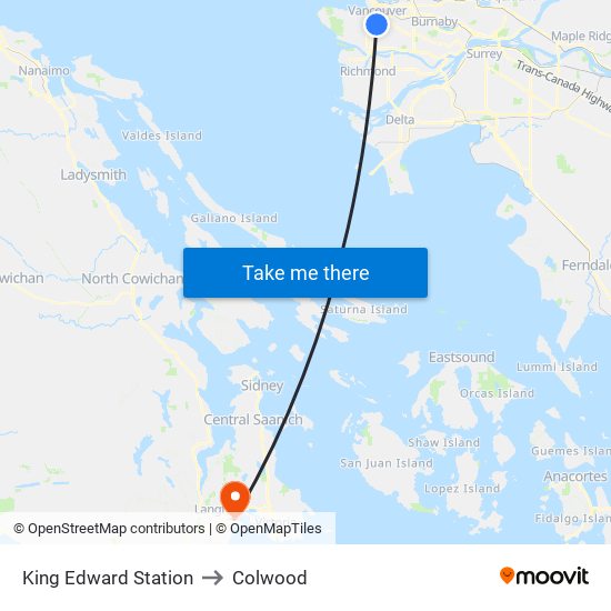 King Edward Station to Colwood map