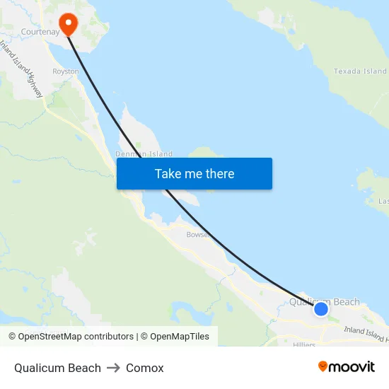 Qualicum Beach to Comox map
