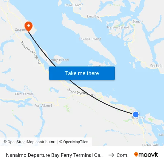 Nanaimo Departure Bay Ferry Terminal Canada to Comox map