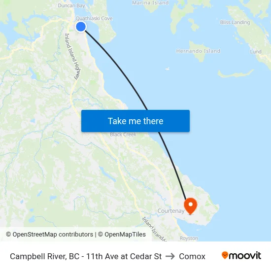 Campbell River, BC - 11th Ave at Cedar St to Comox map