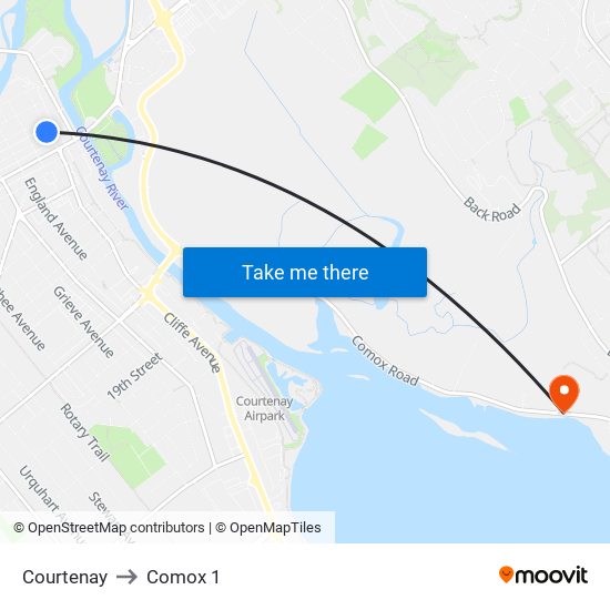 Courtenay to Comox 1 map