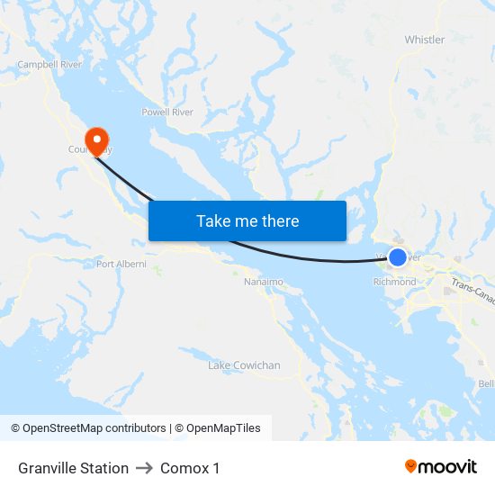 Granville Station to Comox 1 map