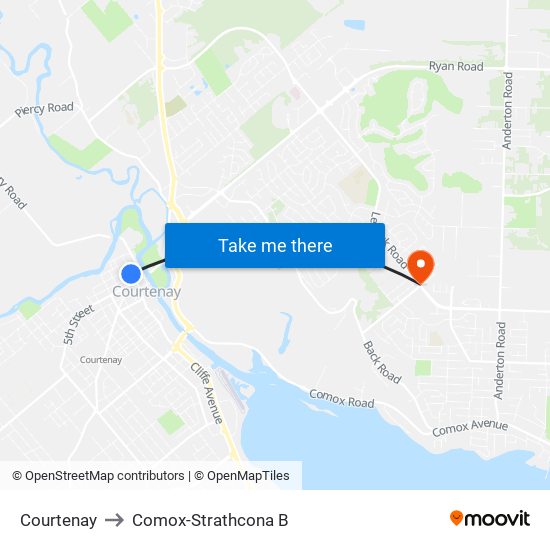 Courtenay to Comox-Strathcona B map