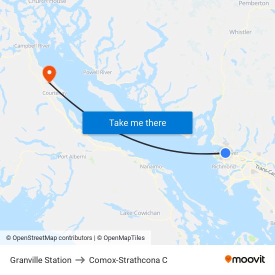 Granville Station to Comox-Strathcona C map